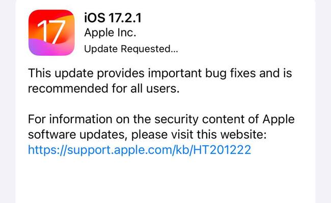 نسخه iOS 17.2.1