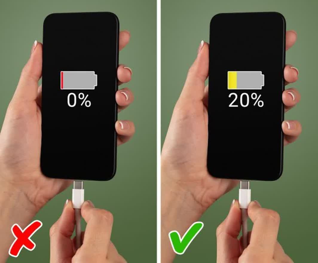 متصل کردن گوشی به شارژر قبل از 20 درصد